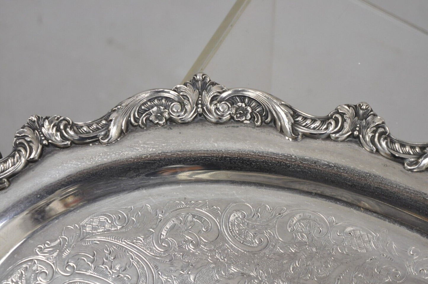 Vintage Old English Silver Plate Poole Silver Plated Oval Serving Platter Tray