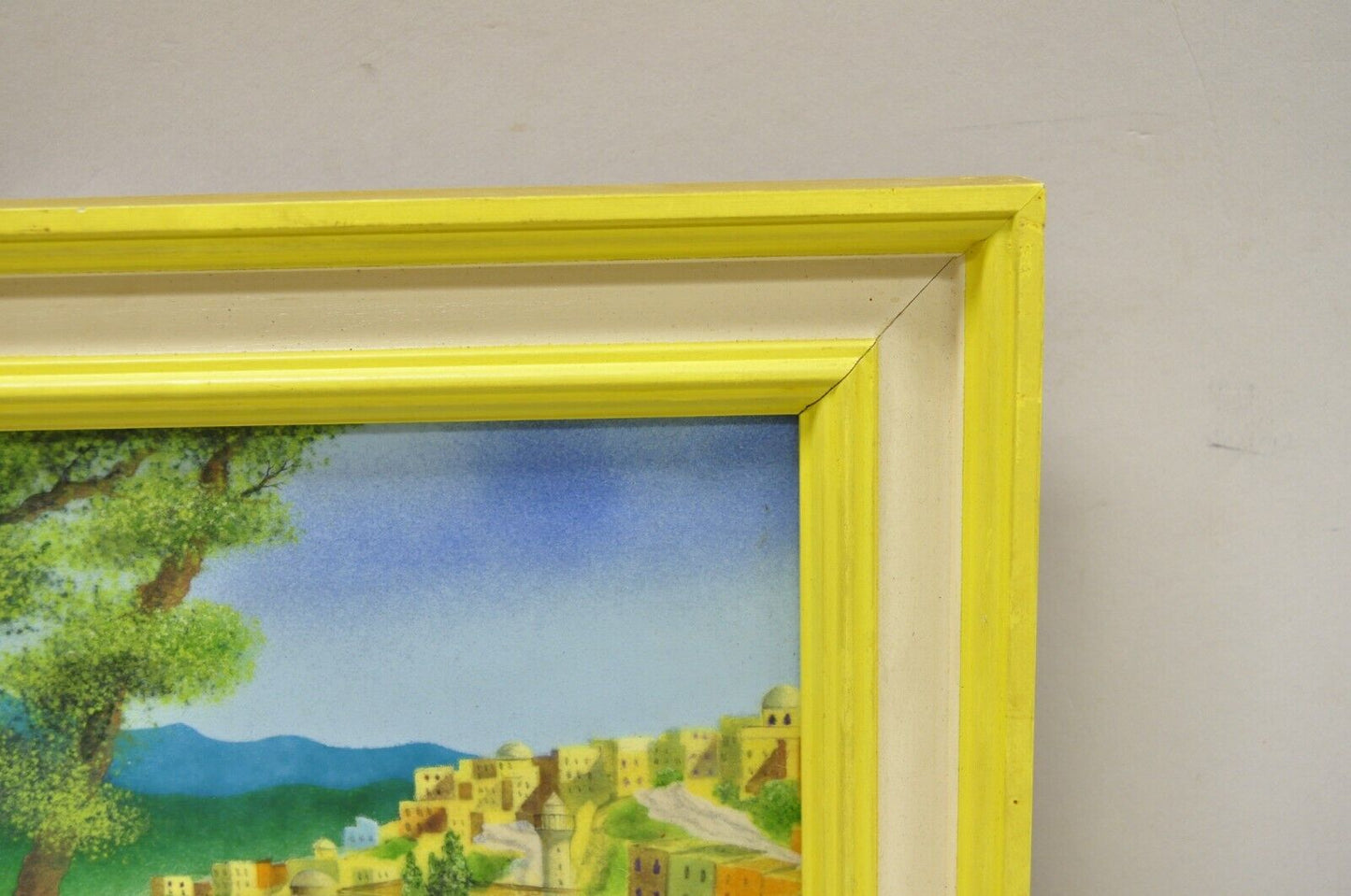 Daniel Belliard Enamel on Copper Small Framed Painting Yellow Countryside