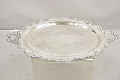 EPCA Poole Silver Co 400 Lancaster Rose Large Silver Plated Serving Platter Tray