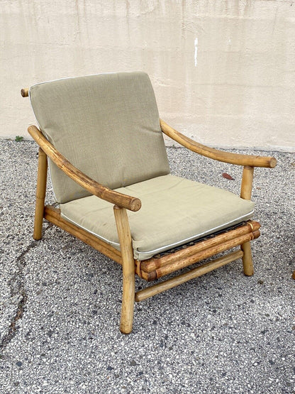 Vintage Ficks Reed Bamboo Rattan Tiki Sofa Set with Lounge Chairs - 3 Pc Set