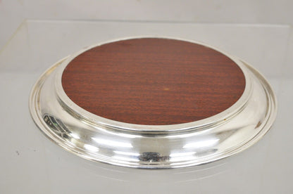 Vintage Crescent Modern Formica and Silver Plate 10" Round Serving Bar Tray