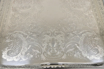 Antique English Sheffield Adams Silver Plated Scalloped Serving Platter Tray