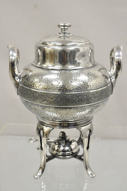 Antique Victorian Silver Plated Hand Hammered Samovar Coffee Pot Warmer