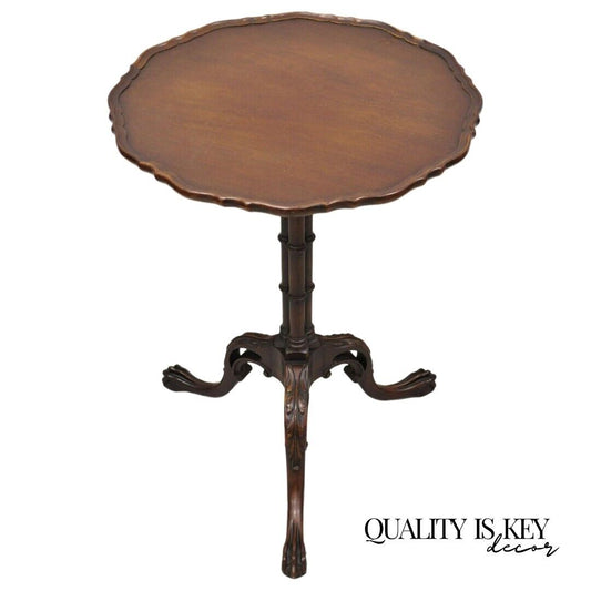 Vintage Imperial Mahogany Georgian Style Pedestal Base Tea Table Side Table