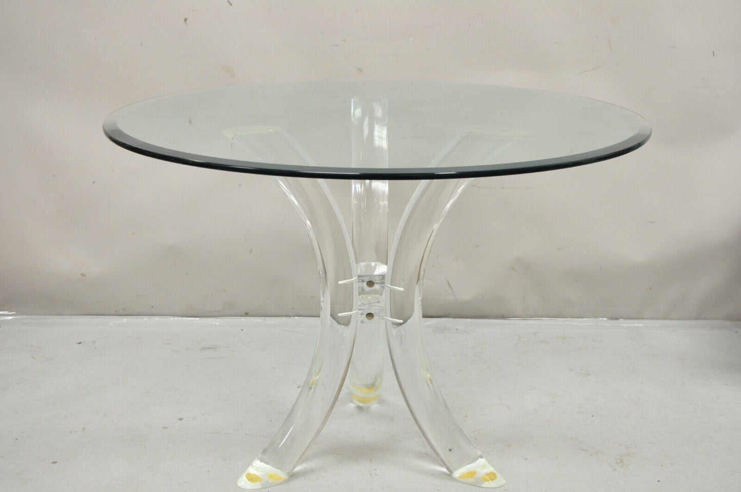 Vintage Lucite Acrylic Mid Century Sculptural Dining Table & 4 Chairs - 5 Pc Set