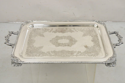 Vintage English Victorian Silver on Copper Silver Plated Serving Platter Tray