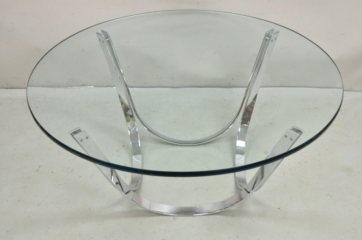 Tri-Mark Roger Sprunger Style Chrome & Glass Mid Century Modern Coffee Table