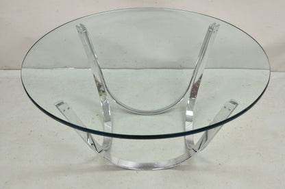 Tri-Mark Roger Sprunger Style Chrome & Glass Mid Century Modern Coffee Table