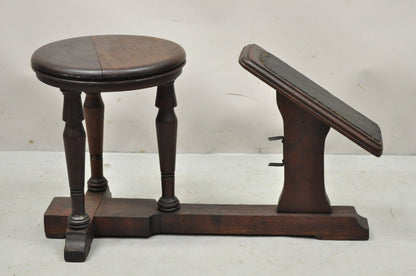 Antique Jacobean Walnut Salesman Sizing Fitting Stool Bench Foot Rest