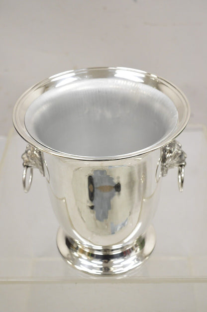 Vintage French Empire Silver Plated Champagne Chiller Ice Bucket w/ Lion Heads