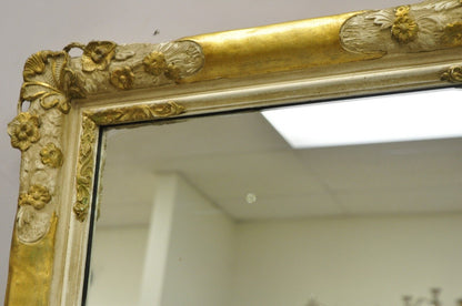 Vintage FJ Newcomb Italian Regency Style Gold Cream Gilt Rectangular Wall Mirror