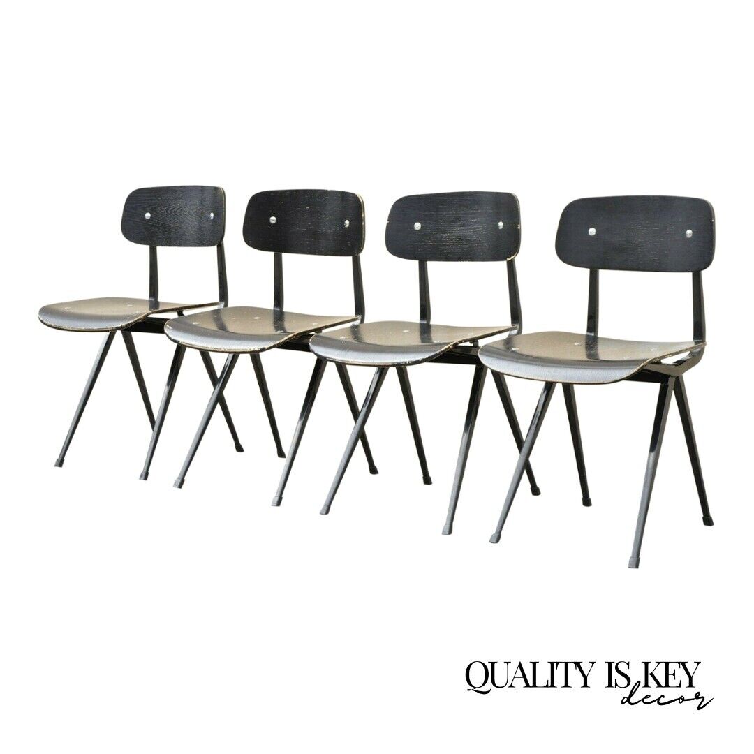 Industry West Madewell Industrial School Side Chair Black Metal Frame - Set of 4