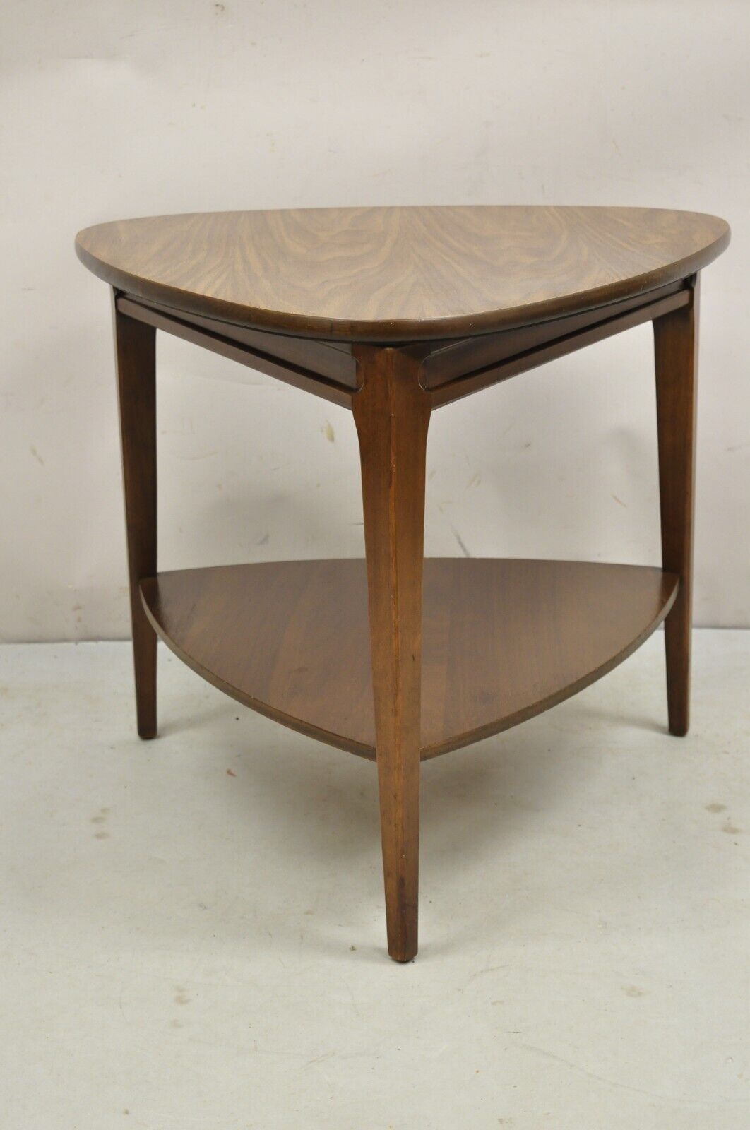 Vintage Mersman Mid Century Modern Walnut and Formica Top Guitar Pick Side Table