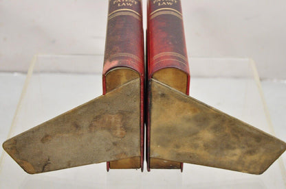 Vintage Italian Red Leather Bound "Patent Law" Faux Book Bookends (B) - Pair