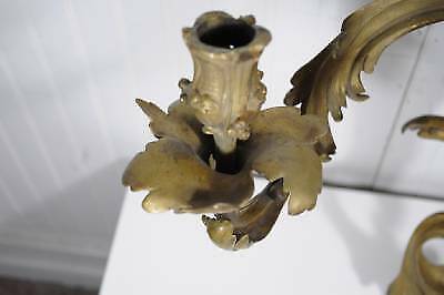 Stately Antique 19th C French Bronze Acanthus Rococo Candle Holder Wall Sconce