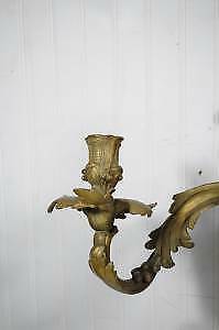 Stately Antique 19th C French Bronze Acanthus Rococo Candle Holder Wall Sconce