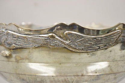 Vintage Silver Plated Art Deco Style Punch Bowl with Repeating Crane Birds