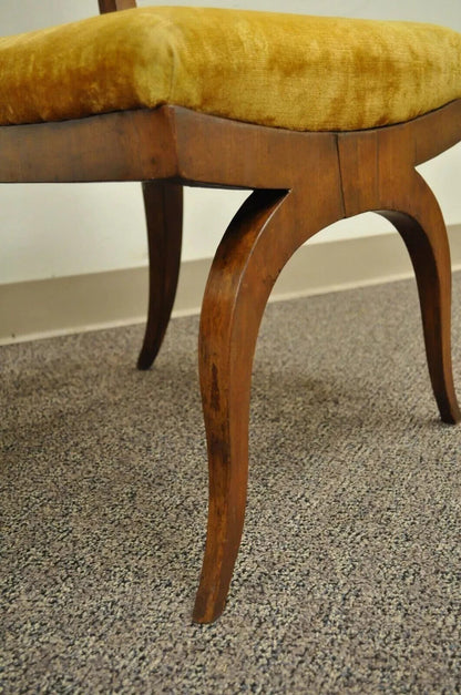 19th C Biedermeier Italian Burl Fruitwood Curule Base Side Chairs - a Pair