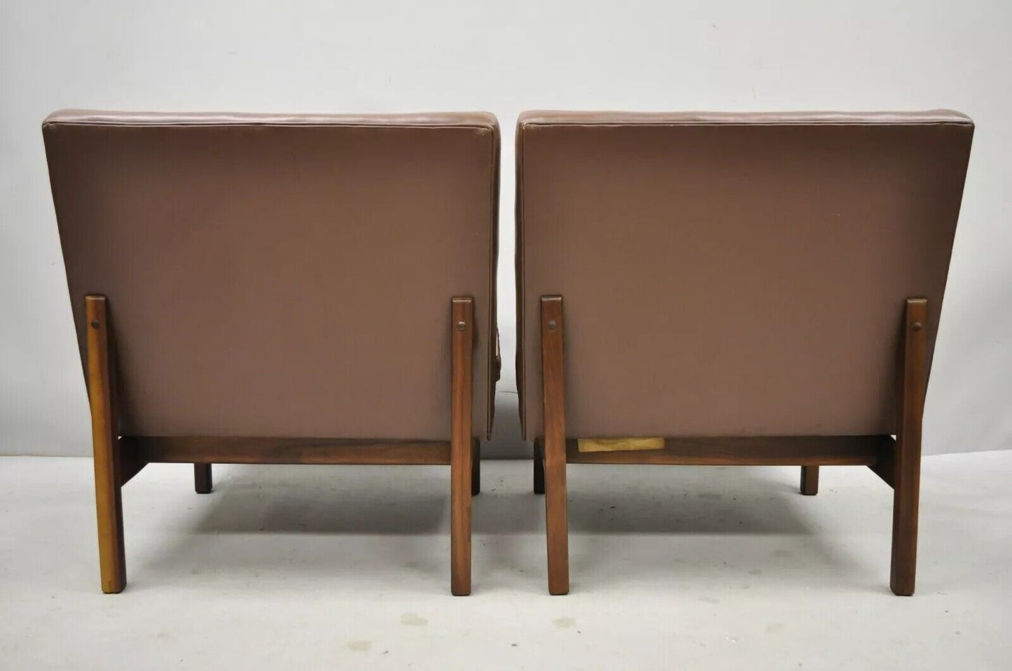 Milo Baughman Thayer Coggin Mid Century Modern Brown Teak Lounge Chairs - a Pair