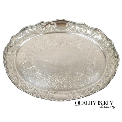 Antique Victorian Silver Plated Reticulated Scroll Gallery Small Oval Tray