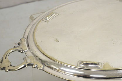 Antique English Victorian Oval Twin Handle Silver Plated Serving Platter Tray