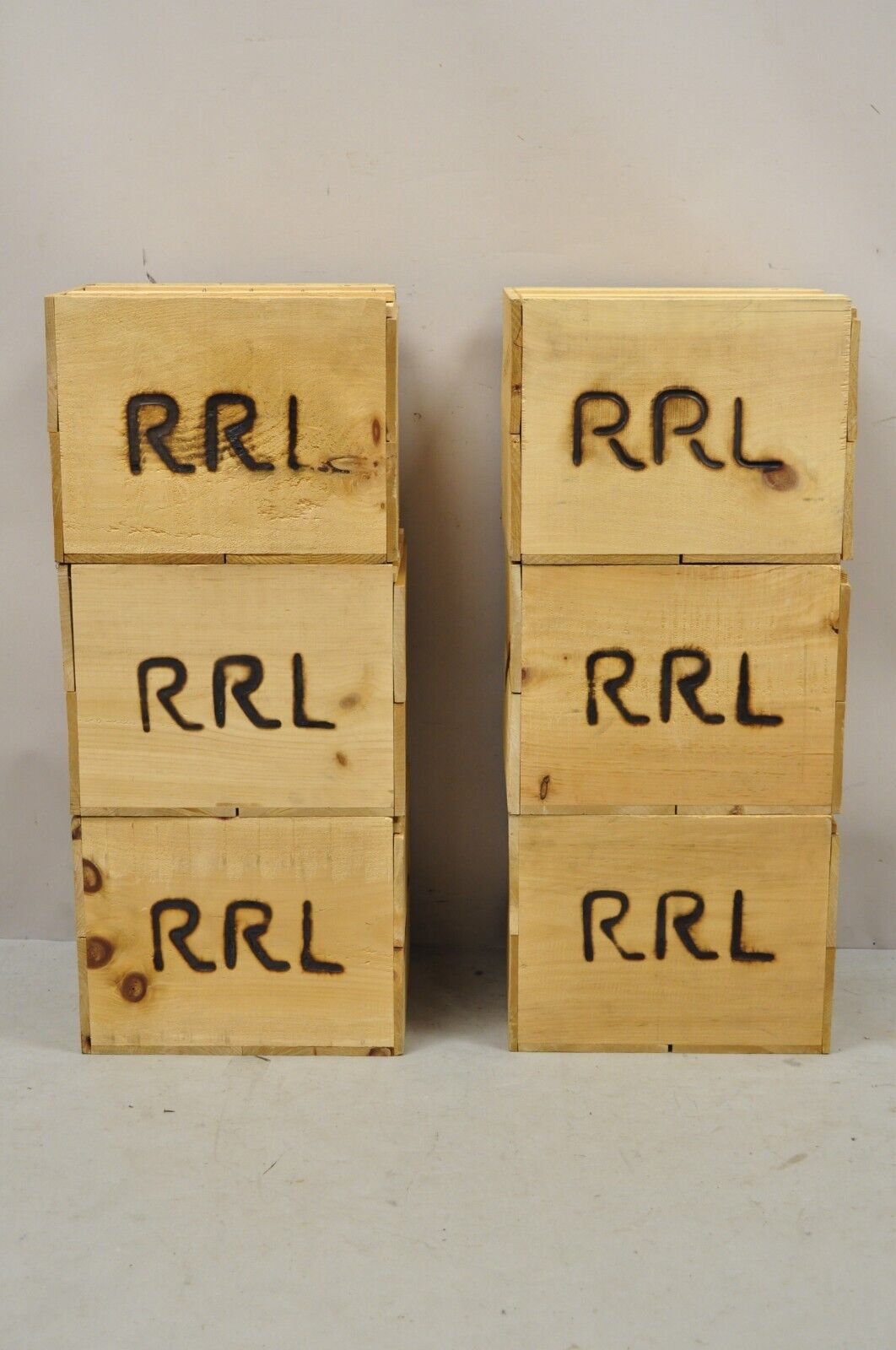 RRL Wooden Sliding Lid Crate Ralph Lauren? Perishable Burn Mark Storage Box