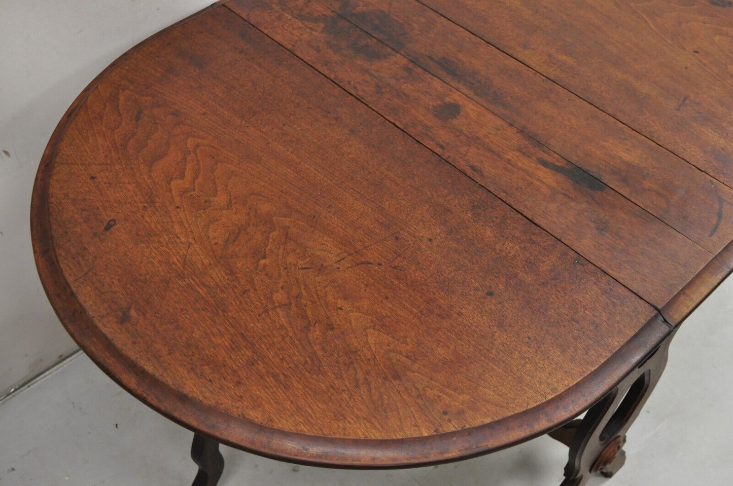 Victorian Walnut Narrow Dropleaf Gateleg Small Oval Breakfast Dining Table