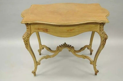 French Rococo Louis XV Distress Paint Dressing Table Vanity Ladies Writing Desk