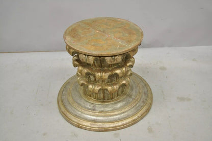 Antique Italian Regency Plume Carved Gilt Wood Pedestal Coffee Table Base