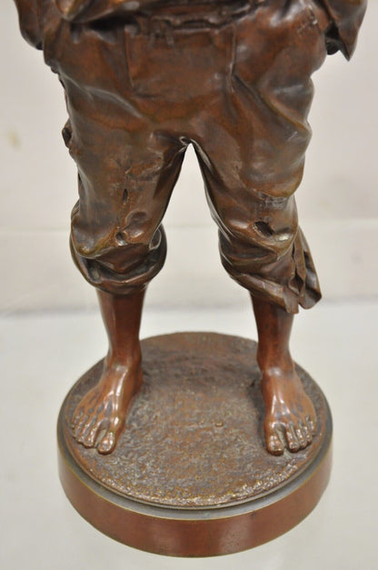 V. Szczeblewski French Bronze Boy Statue "The Whistler" Le Mousse Siffleur