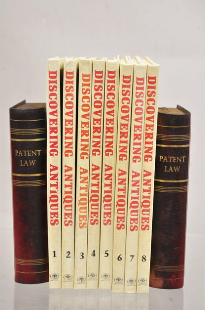 Vintage Italian Red Leather Bound "Patent Law" Faux Book Bookends (B) - Pair