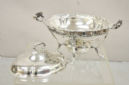 Reed & Barton Victorian Silver Plated Triple Burner Warming Serving Chafing Dish