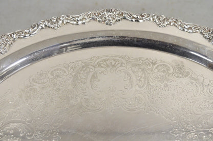 Vintage Sheridan Victorian Floral Repousse Silver Plated Oval Tray - a Pair