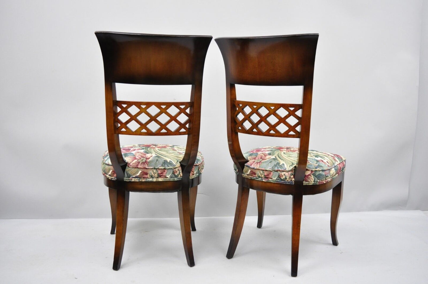 Italian Neoclassical Style High Back Brass Inlay Dining Side Chairs - Set of 8