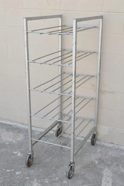 Vintage Industrial Metal Rolling 5 Tier Bakery Bakers Cart Display Shelf Rack
