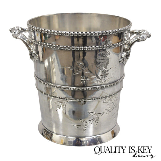 English Victorian Henry Hicks Silver Plated Champagne Ice Bucket Wine Chiller