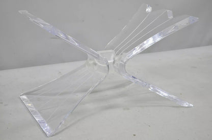 Vintage Mid Century Modern Lucite Butterfly Lion in Frost Coffee Table Base