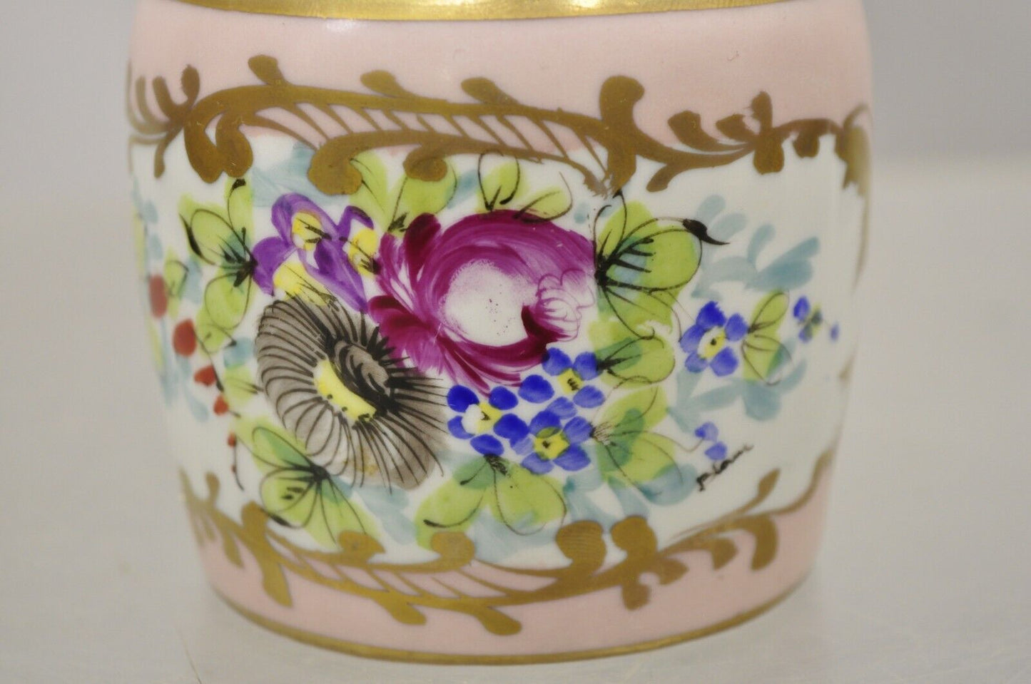 Vintage Hand Painted Porcelain Tea Caddy Tonic Perfume Vanity Bottle