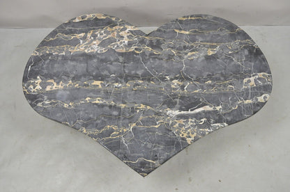 Vintage Custom Made Italian Marble Top Heart Shaped Coffee Table