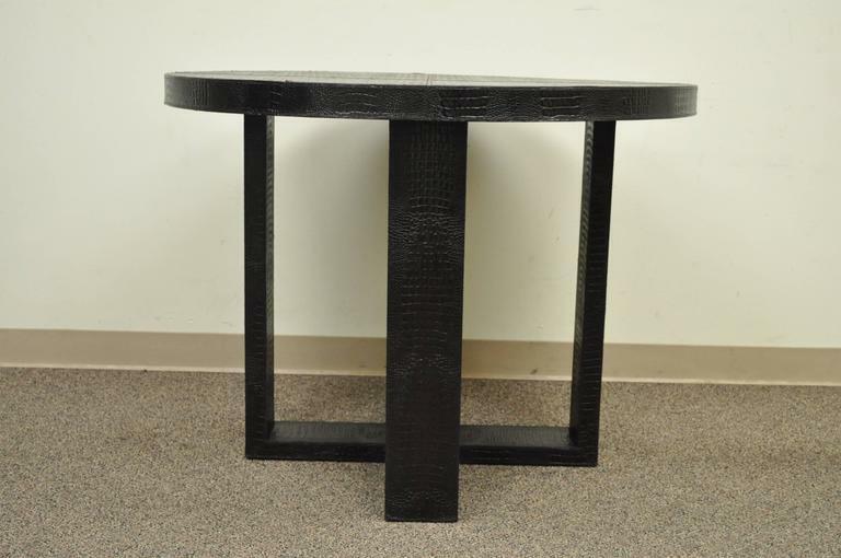 Serge de Troyer Modern Alligator Embossed Italian Leather Round Center Table