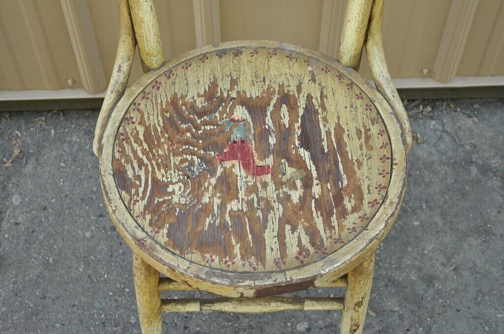 Antique Rustic Primitive Distress Hand Painted Nursery Rhymes Side Accent Chair