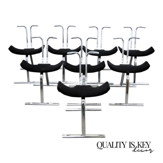 Stendig Mid Century Modern Sculptural Chrome Stacking Side Chairs - Set of 8