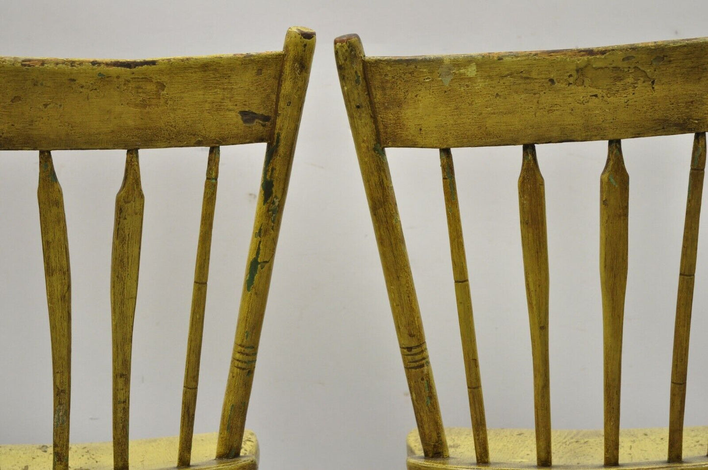 Frederick Loeser & Co Yellow Primitive Hitchcock Style Side Chairs - Pair (A)