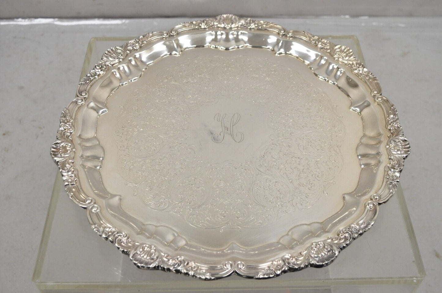 Vintage EPCA Silverplate by Poole 3216 Round Platter Tray - Engraved