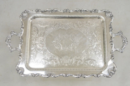 English Silver Mfg Large Victorian Ornate Silver Plated Serving Platter Tray