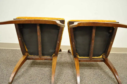 19th C Biedermeier Italian Burl Fruitwood Curule Base Side Chairs - a Pair