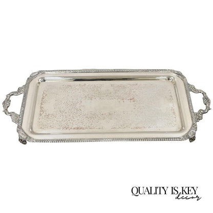 Vintage Victorian Style Silver Plated Twin Handle Ornate Serving Platter Tray