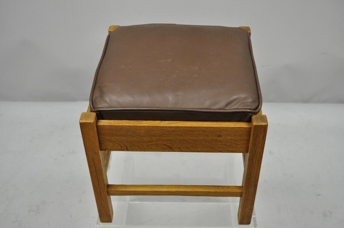 Lifetime Furniture 403 Mission Oak Arts&Crafts Leather Ottoman Stool Footstool B