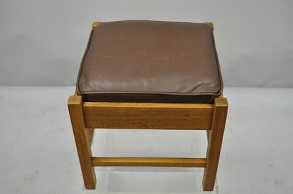 Lifetime Furniture 403 Mission Oak Arts&Crafts Leather Ottoman Stool Footstool B