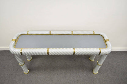 Tommaso Barbi Ceramic & Brass Spiral Gray 60" Hollywood Regency Console Table